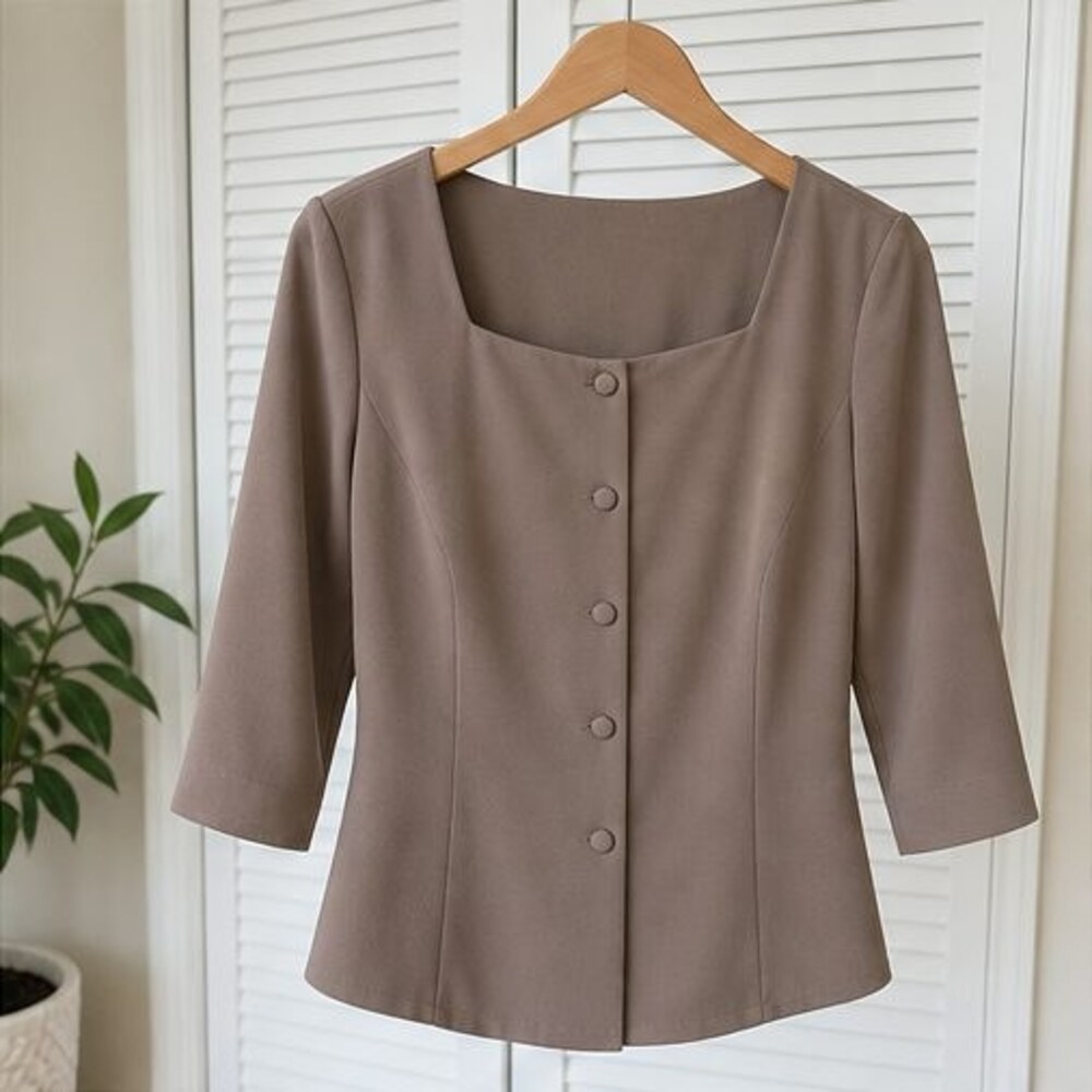 Taupe Button Blouse